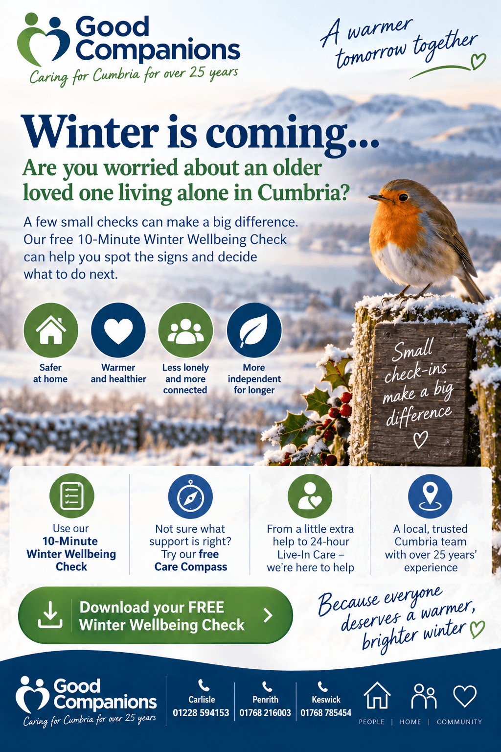 Winter is Coming: Are You Worried About an Older Loved One Living Alone in Cumbria?